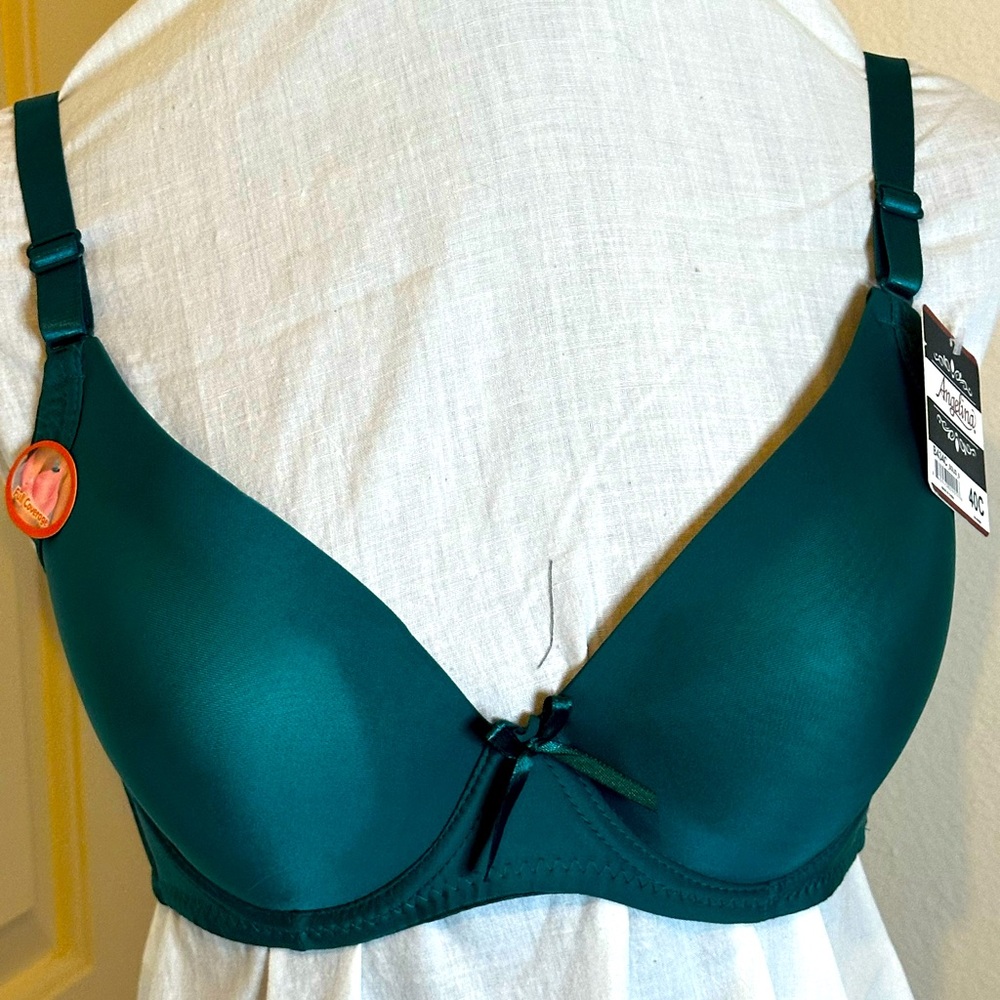 NWT Angelina Teal Green  Full-Coverage Wired T Shirt Bra with Adjustable Straps